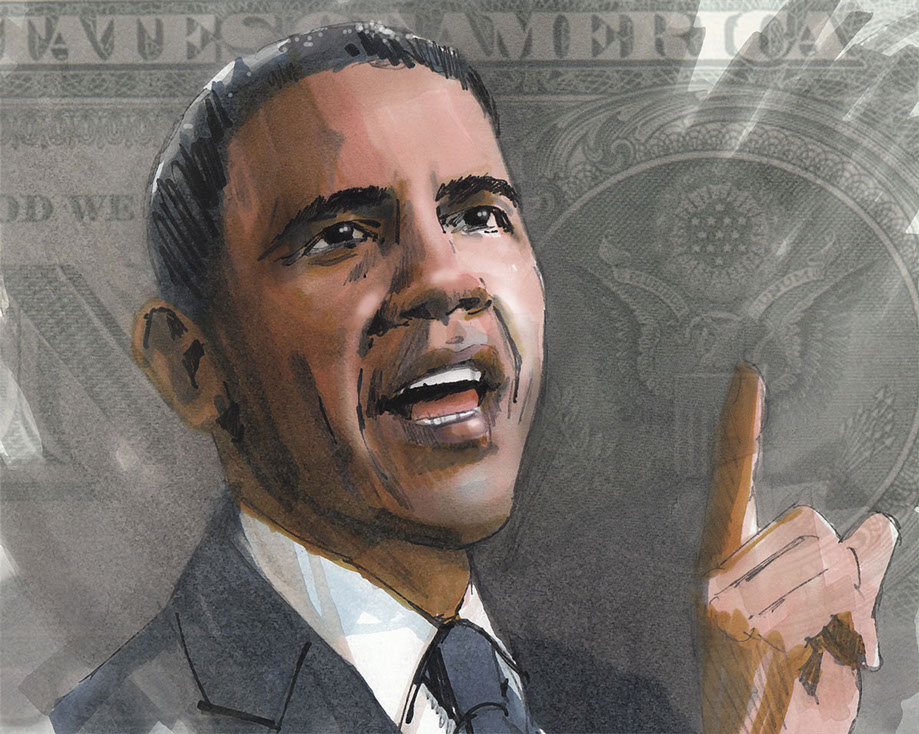 Barack Obama Portrait in Pantone Marker by Wal Marsh