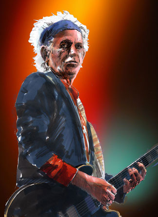 Keith Richards. Portrait in Pantone Marker by Wal Marsh