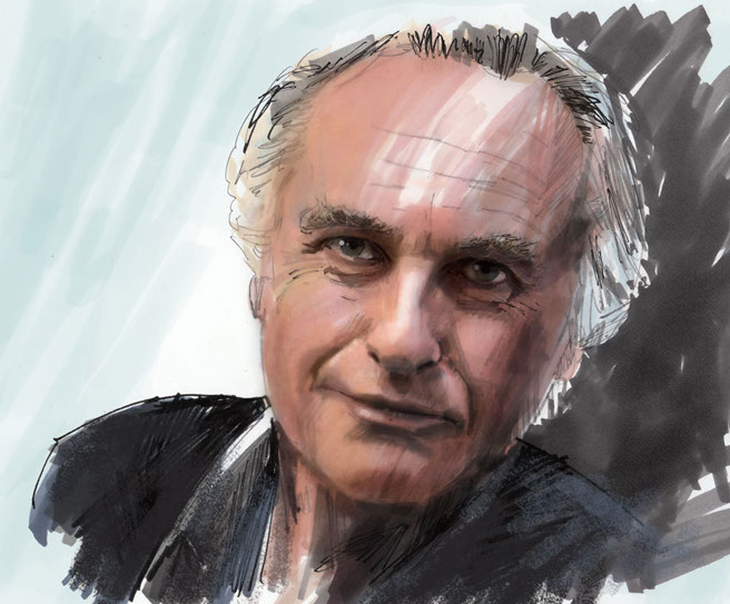 Richard Dawkins Portrait. Illustration in Pantone Marker by Wal Marsh