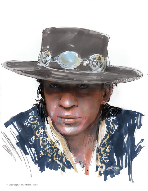 Stevie Ray Vaughn. Portrait in Pantone Marker